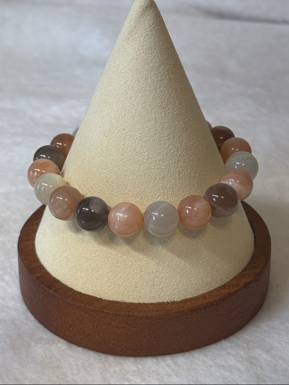 10.8mm Genuine Flashy Peach Moonstone Gemstone Bracelet